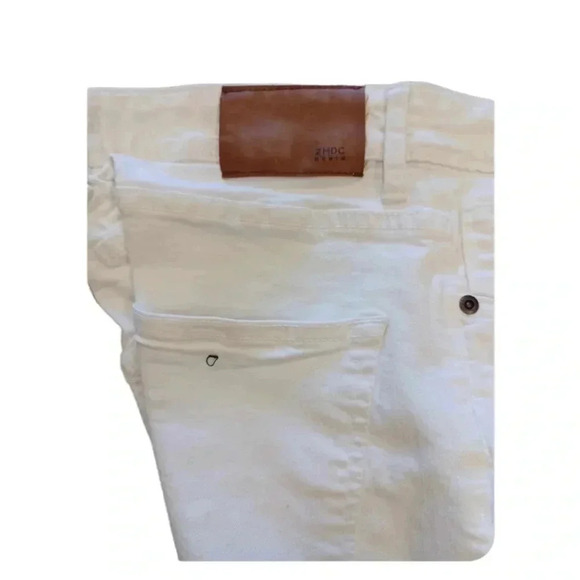 Zara Man ZMDC Skinny Raw Hem Distressed White Stretch Jeans Size 30 - Picture 5 of 9
